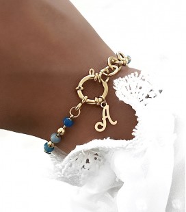 Bracelet ROSIE Bleu Acier Or