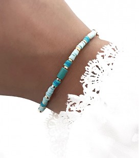 Bracelet WANDA Bleu Acier Or