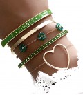 Bracelet MARGUERITE Vert Acier Or