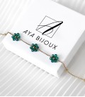 Bracelet MARGUERITE Vert Acier Or