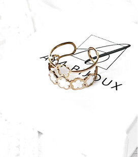 Bague HELENA Blanche Acier Or