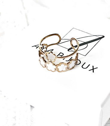 Bague HELENA Blanche Acier Or
