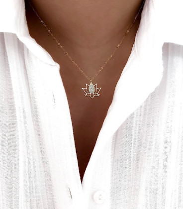 Collier LOTUS Acier Or