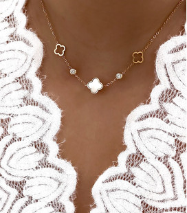Collier SOHA Blanc Acier Or
