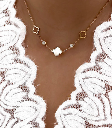 Collier SOHA Blanc Acier Or