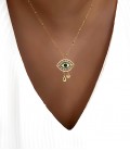 Collier JAHO Vert Acier Or