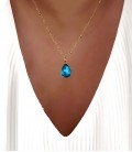 Collier GOUTTE Bleu Acier Or