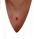 Collier GOUTTE Rouge Acier Or