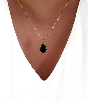 Collier GOUTTE Noir Acier Or