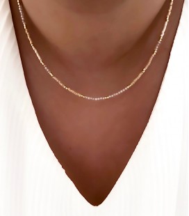 Collier MYNA Beige Acier Or