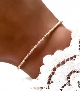 Bracelet MYNA Beige Acier Or