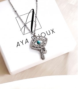 Collier JAHO Bleu Acier Argent