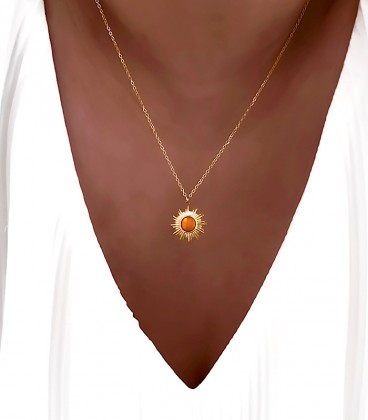 Collier PALMYRE Orange Acier Or