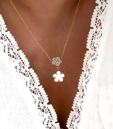 Collier EMOTION Blanc Acier Or