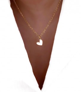 Collier COEUR Blanc Acier Or