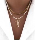 Collier NINA Blanc Acier Or