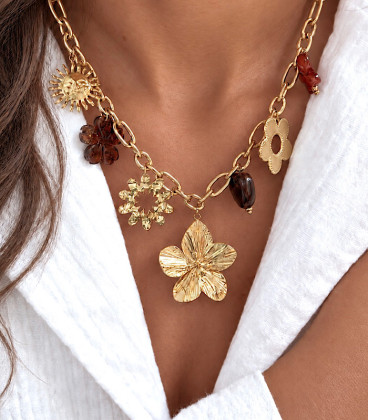 Collier LYSIANE Marron