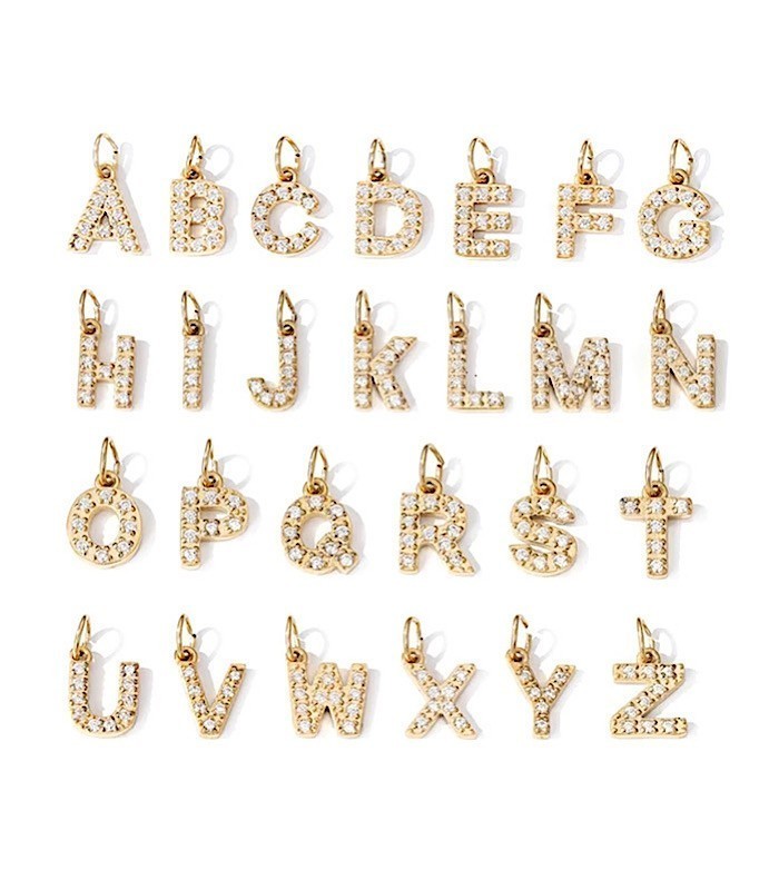 Charm Mini Lettre Zircons AYA Bijoux