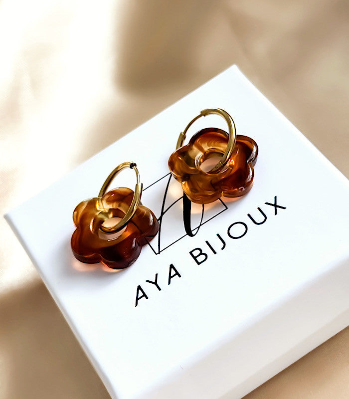 Boucles d'oreilles Flora Marron AYA Bijoux, vue 3