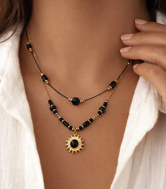 Collier double Enitia Noir AYA Bijoux
