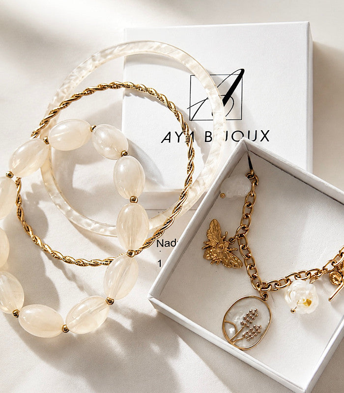 Joncs Pearlya Blancs AYA Bijoux, vue 3