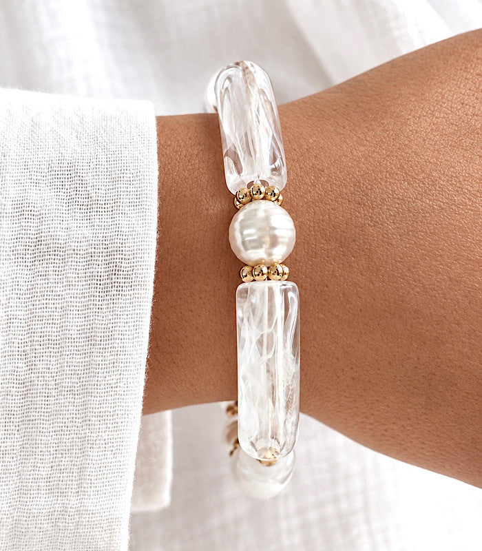 Bracelet Opaline Blanc AYA Bijoux, vue 2