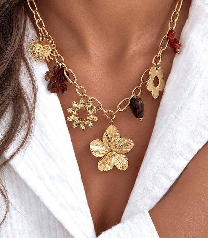 Collier LYSIANE Marron